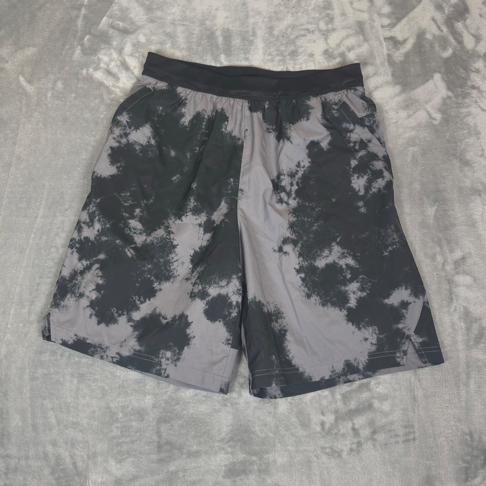 Adidas Athletic Shorts Mens M Grey Black Tie Dye Gym Workout Training Running